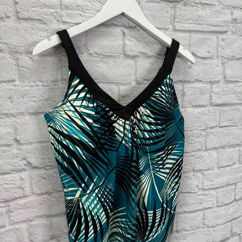 Coco Reef V-Neck Tankini Swim Top Bra Size 34E Endless Summer Palm Turquoise New - Picture 3 of 7